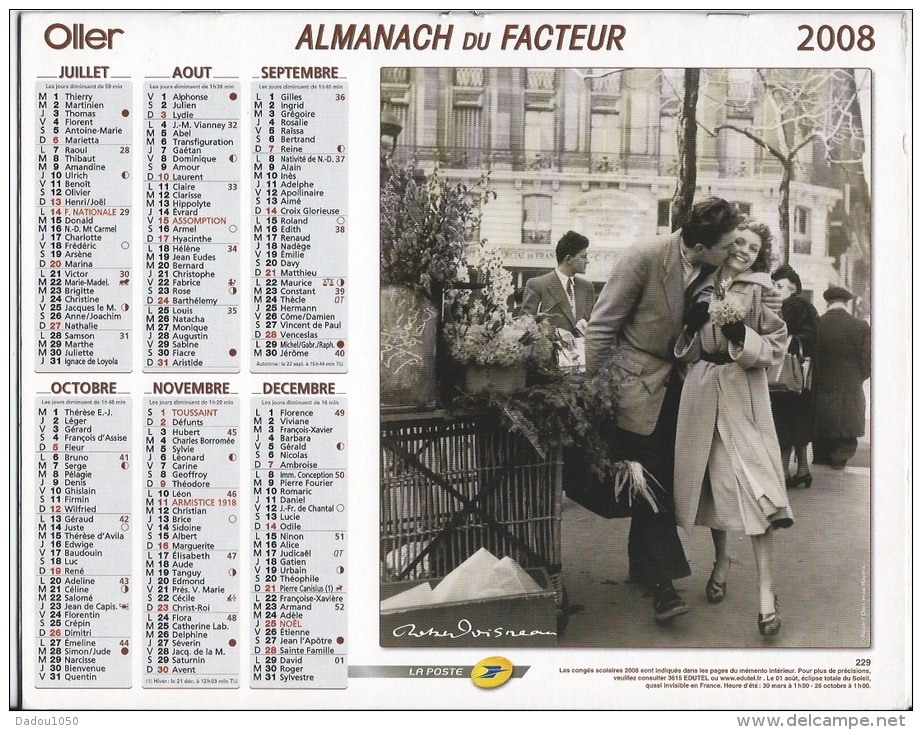 Almanach Du Facteur 2008  Robert Doisneau Et Daniel Frasnay - Grand Format : 2001-...