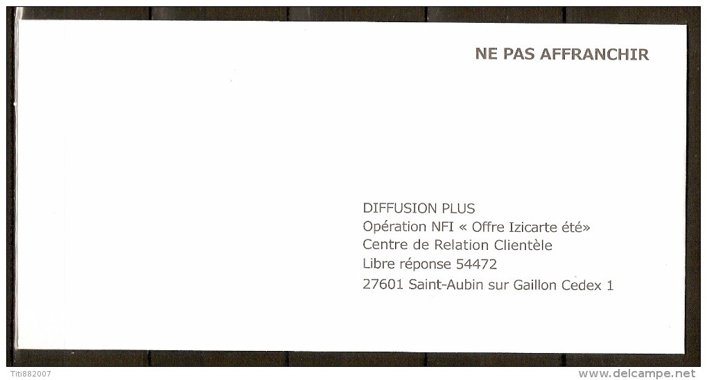 FRANCE   -    PAP  Réponse Neuf.   DIFFUSION  PLUS - Cartas/Sobre De Respuesta T