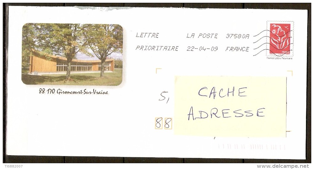 FRANCE   -    PAP  Oblitéré.   Illustré  ; Mairie De GIRONCOURT-SUR-VRAINE (VOSGES) - PAP: Ristampa/Lamouche