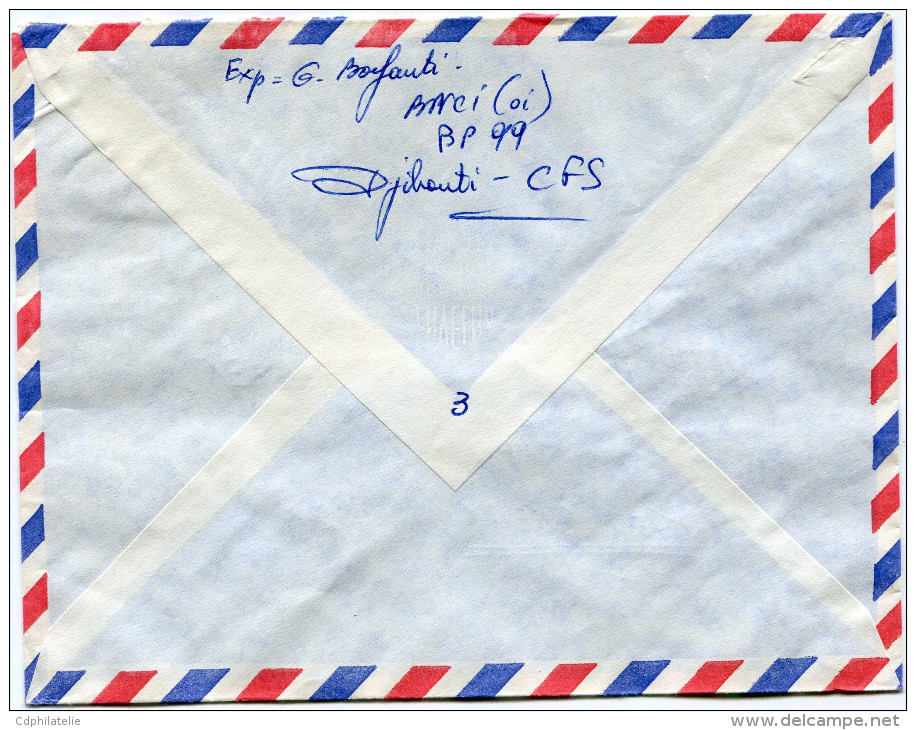 COTE FRANCAISE DES SOMALIS LETTRE PAR AVION DEPART DJIBOUTI 20-7-1962 POUR LA FRANCE - Lettres & Documents