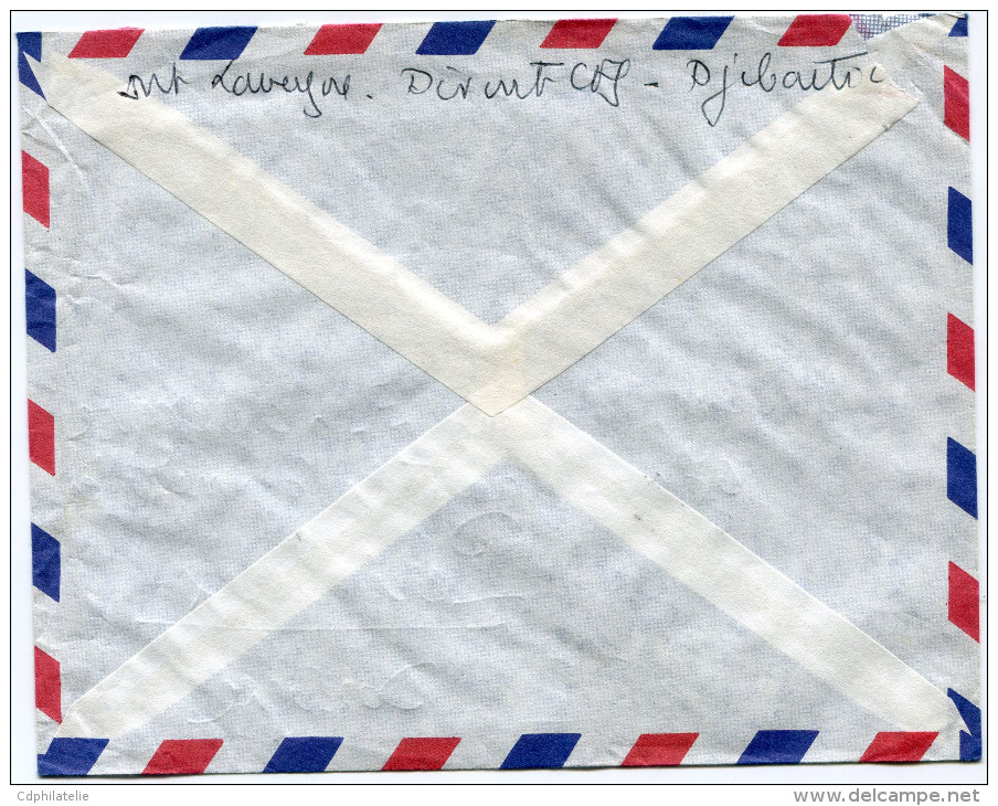 COTE FRANCAISE DES SOMALIS LETTRE PAR AVION DEPART DJIBOUTI 31-12-1962 POUR LA FRANCE - Lettres & Documents