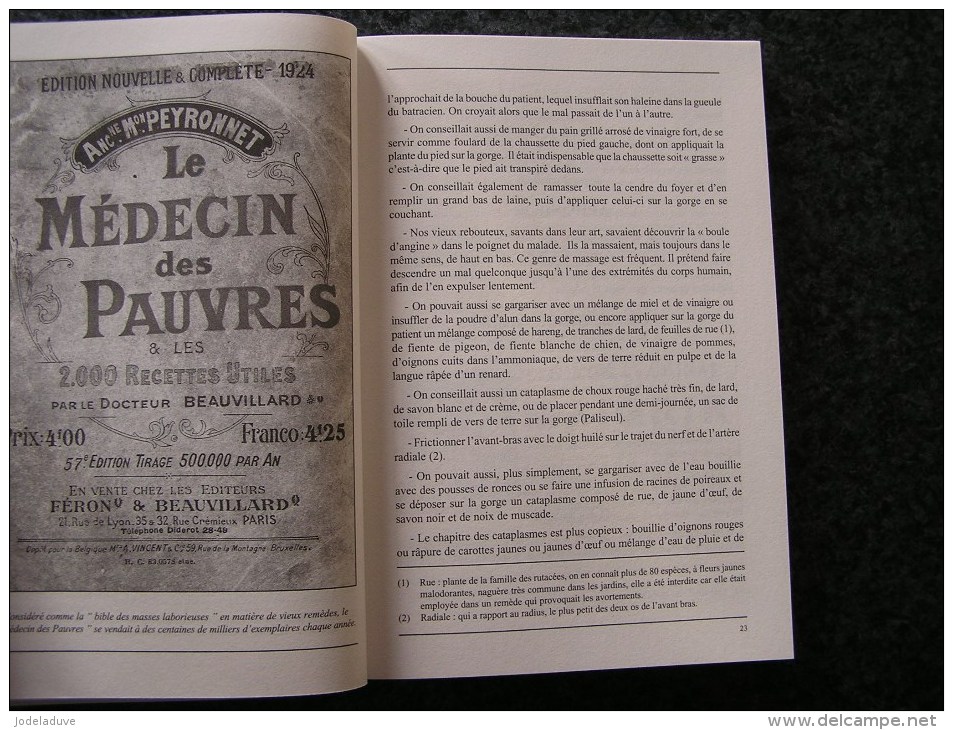 VIEUX REMEDES DE WALLONIE ET D' ARDENNE Régionalisme Maladie Rebouteux Guérisseurs Signeur Médecine Apothicaire Sorciers