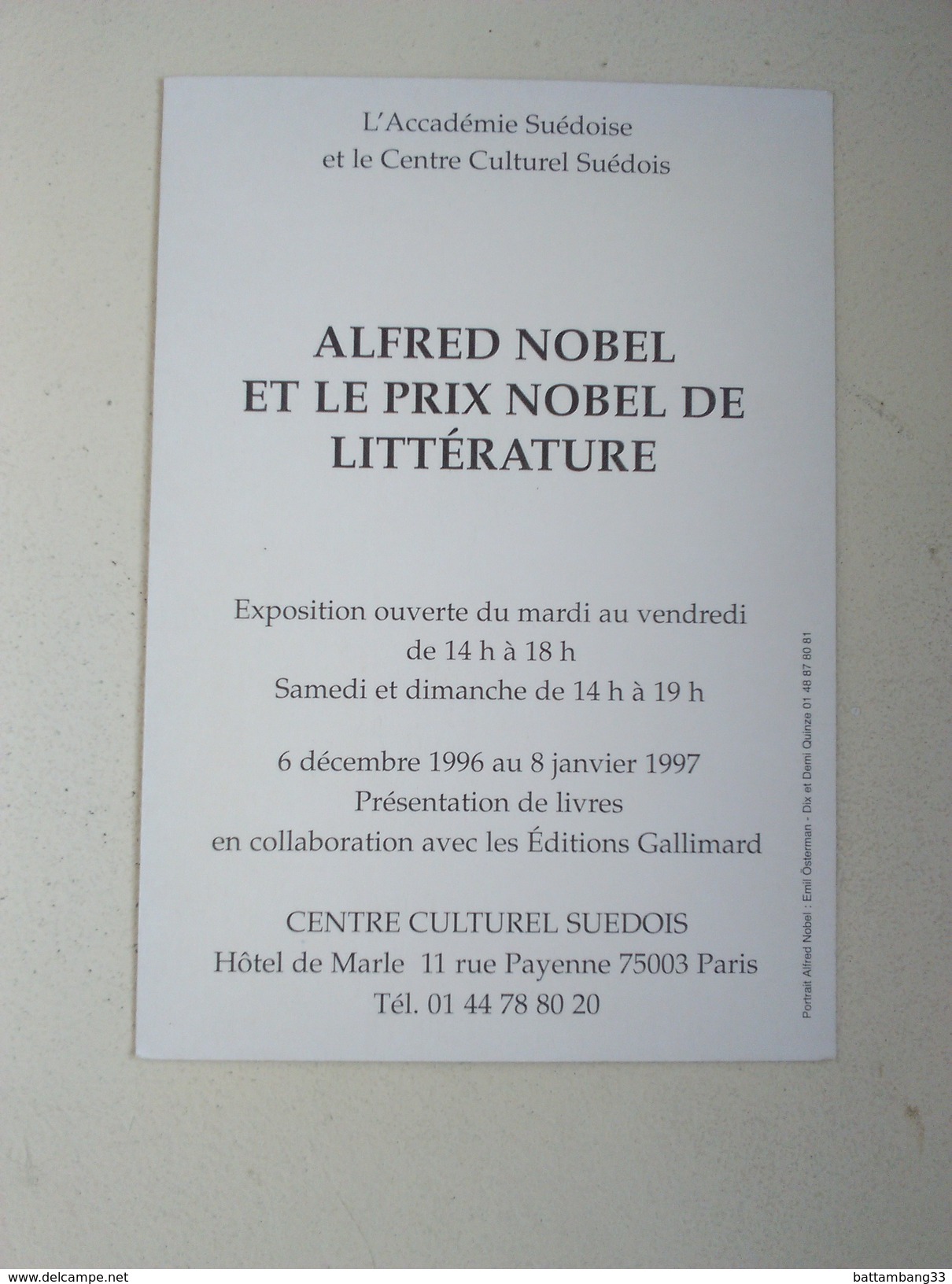 ALFRED NOBEL ET LE PRIX NOBEL DE LITTERATURE CENTRE CULTUREL SUEDOIS 1997 - Prix Nobel