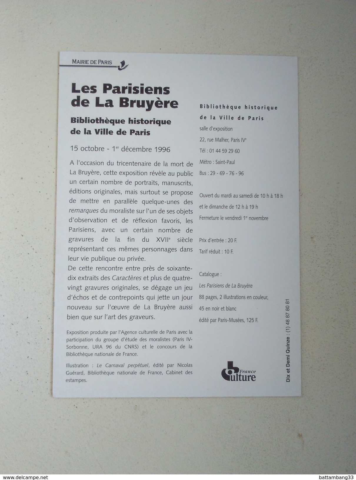 LES PARISIENS DE LA BRUYERE OCTOBRE 1996 - Manifestazioni