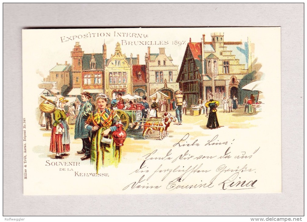 AK Belgien Expo Bruxelles 1897 Kermesse Litho Müller & Trub Ungebraucht - Expositions Universelles