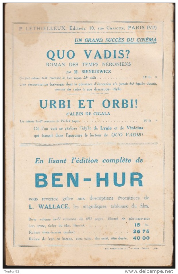 Lewis Wallace - BEN - HUR - P. Lethielleux, Libraire Éditeur - ( 1928 ) . - 1901-1940