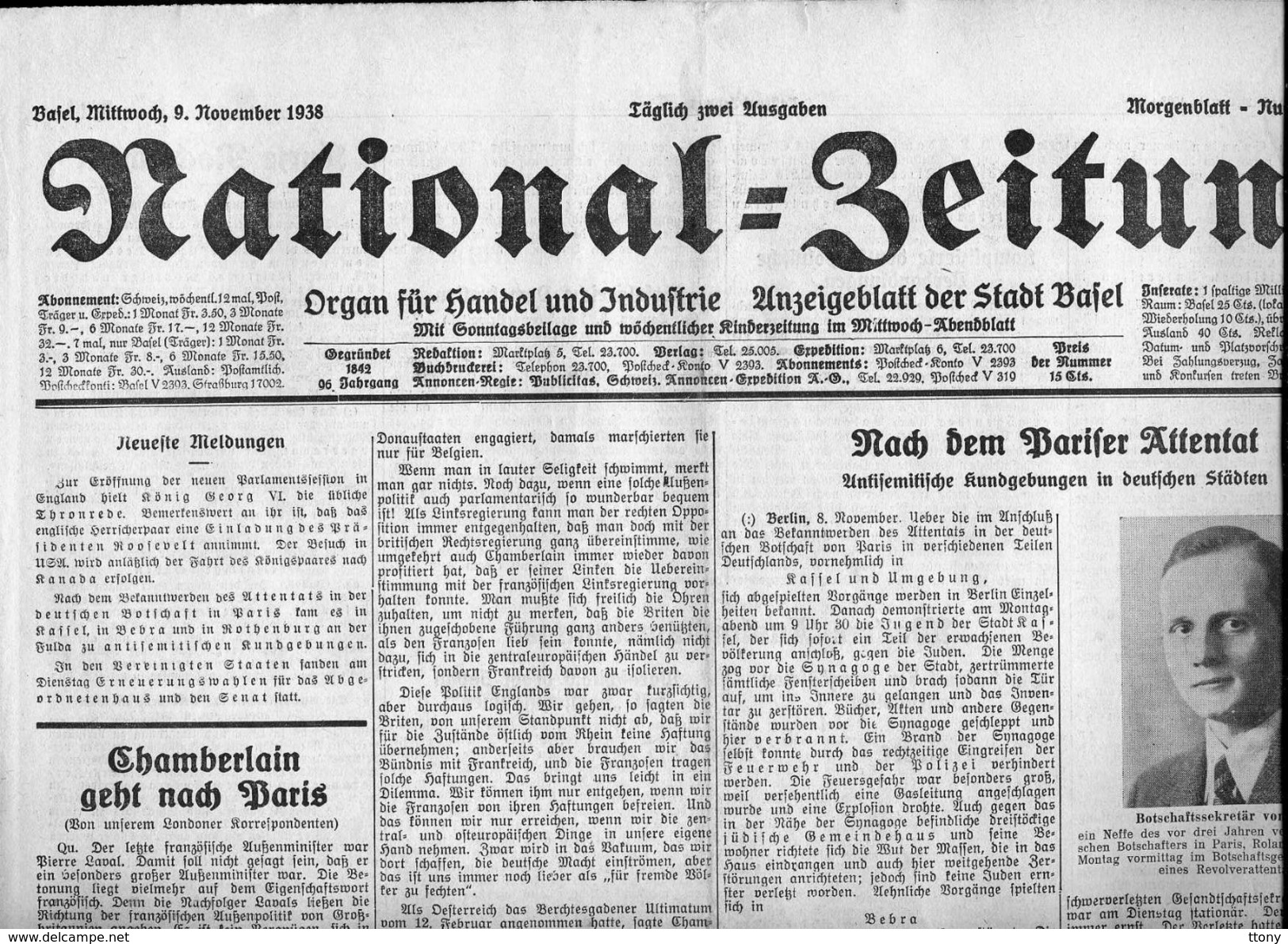 8 journaux    d'époque  pas une réédition : National seitung  1938