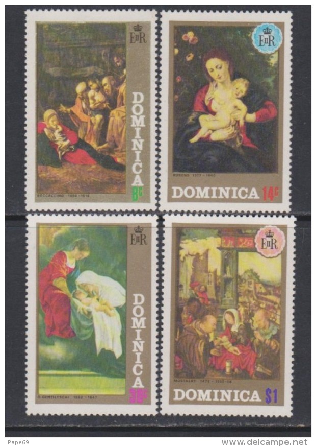 Dominique  N° 342 / 47 X  Noël : Tableaux,  Les 4 Valeurs  Trace De Charnière Sinon TB - Dominica (...-1978)