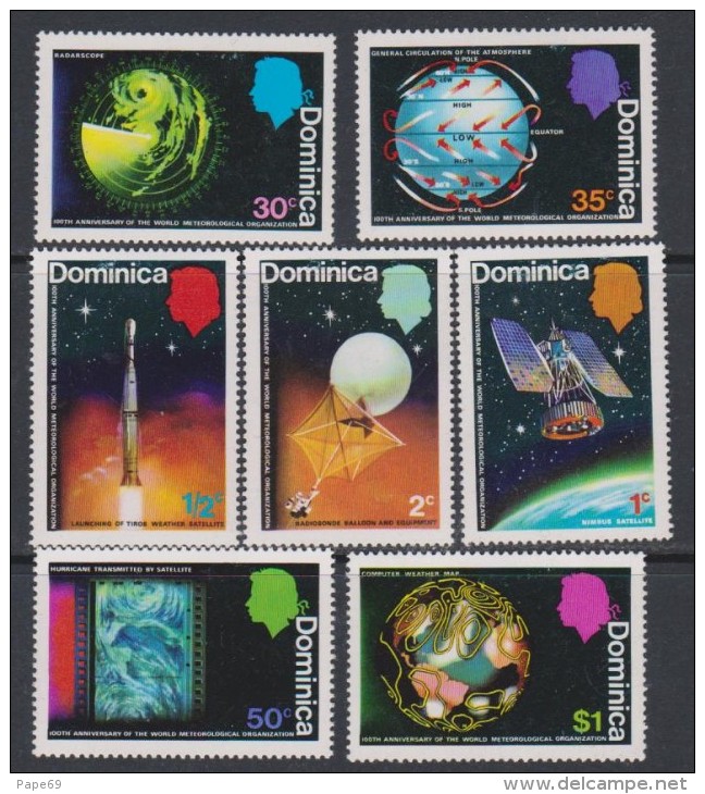 Dominique  N° 348 / 54 X  Centenaire De Organisation Météorologique Mondiale,  Les 7 Vals  Trace De Charnière Sinon TB - Dominique (...-1978)