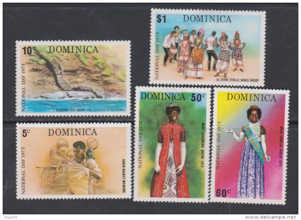 Dominique  N° 375 / 79 X  Journée Nationale, Les  5 Valeurs  Trace De Charnière Sinon TB - Dominica (...-1978)