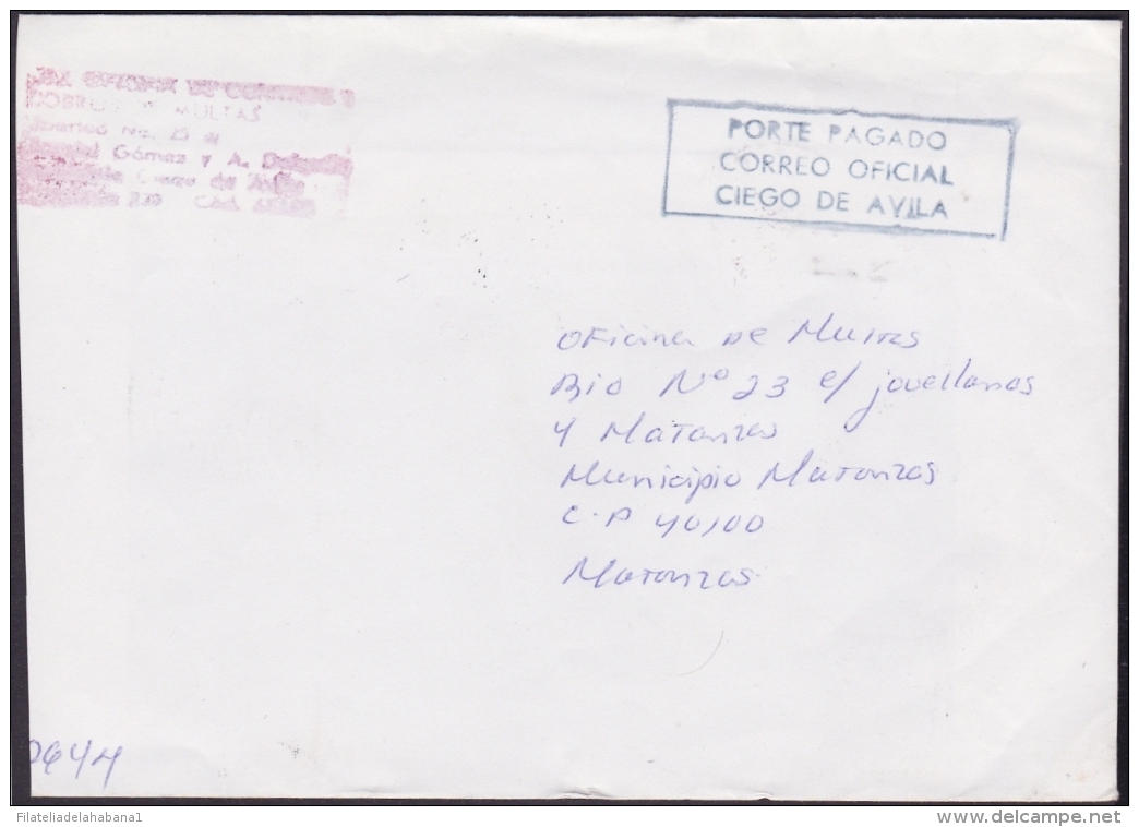 2003-H-7 CUBA 2003 POST PAID. PORTE PAGADO. FRANQUICIA DE MULTAS. CIEGO DE AVILA. - Brieven En Documenten