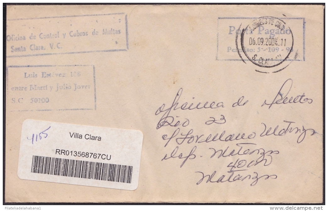 2004-H-13 CUBA 2004 POST PAID. PORTE PAGADO. FRANQUICIA DE MULTAS. SANTA CLARA. - Lettres & Documents