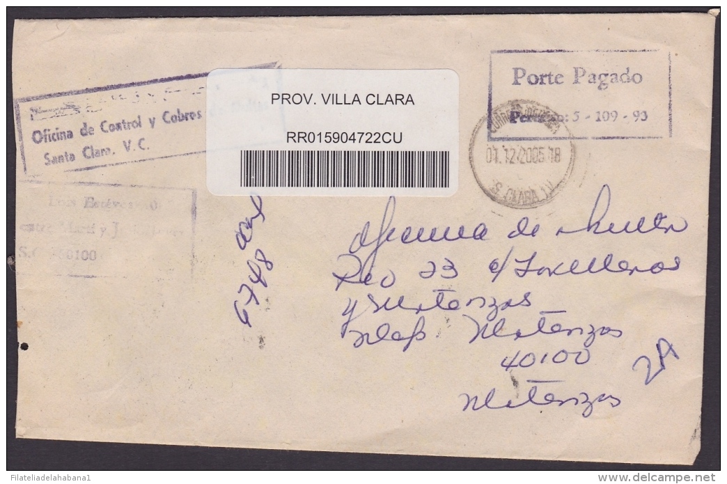 2005-H-5 CUBA 2005 POST PAID. PORTE PAGADO. FRANQUICIA DE MULTAS. SANTA CLARA. - Lettres & Documents