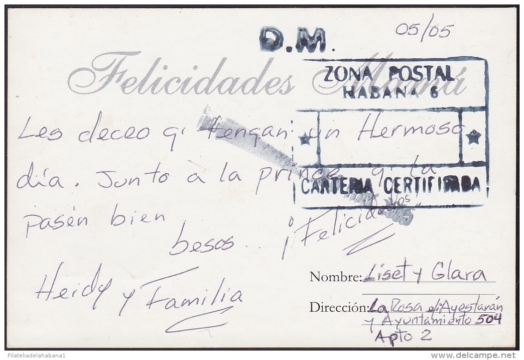 2005-H-6 CUBA 2005 SPECIAL DELIVERY CARD. CARTERIA CERTIFICADA. RARE. - Lettres & Documents