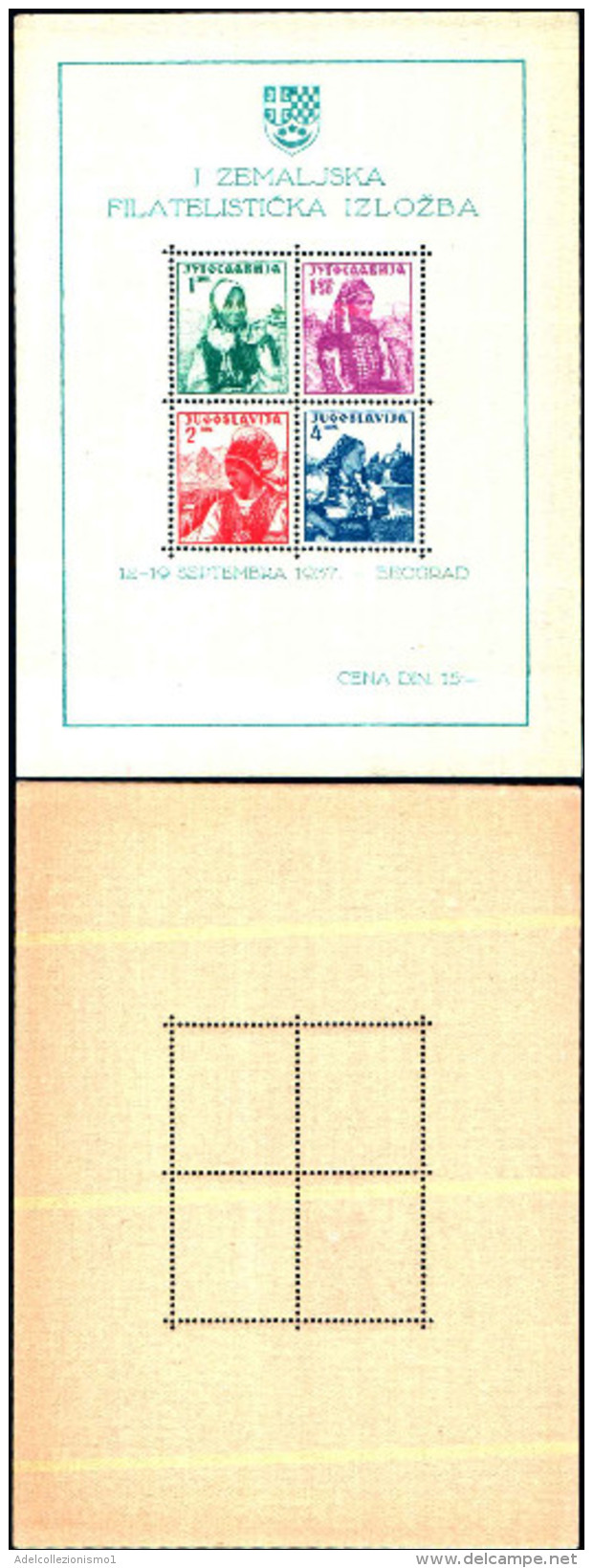 84376) Jugoslavia-1937-esposizione Filatelica Di Belgrado-costumi Regionali-Bf-n.1 Nuovo - Nuovi