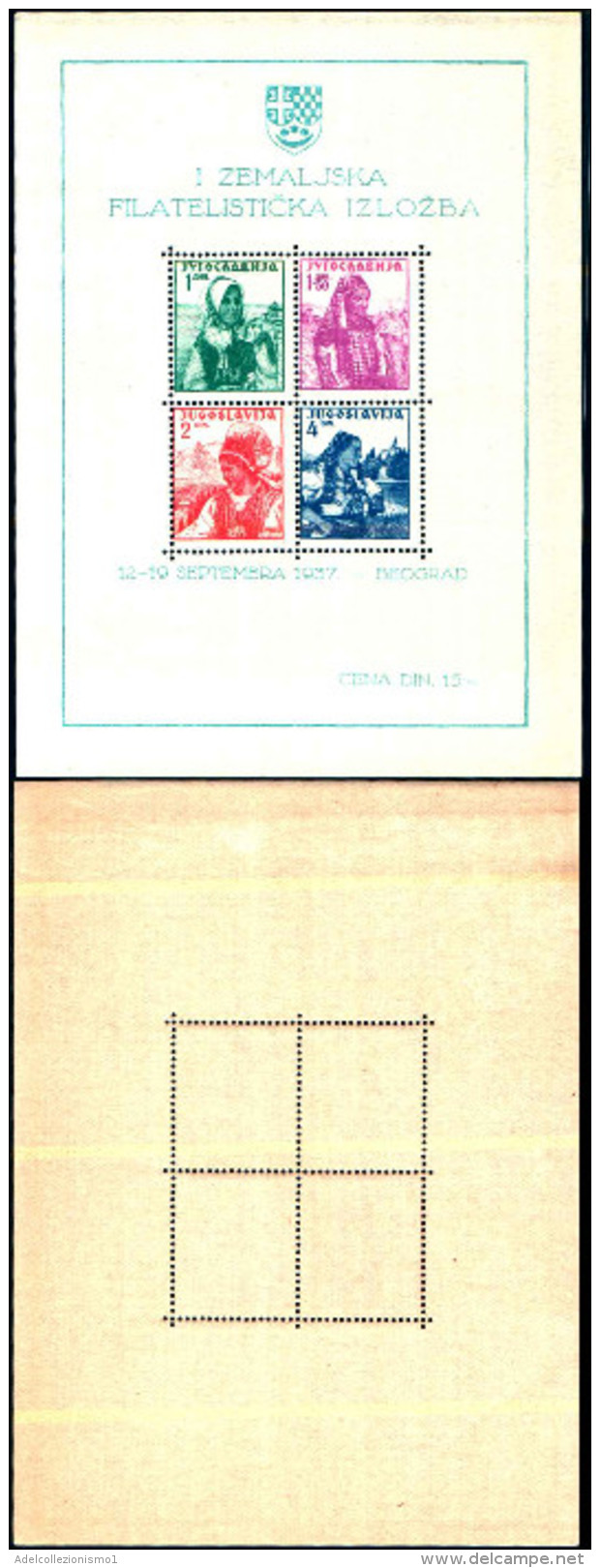 84379) Jugoslavia-1937-esposizione Filatelica Di Belgrado-costumi Regionali-Bf-n.1 Nuovo - Nuovi