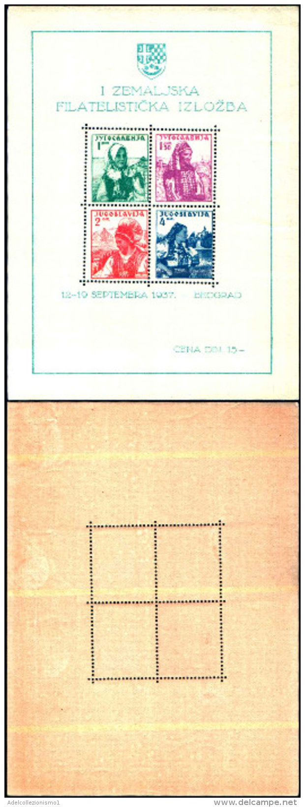 84381) Jugoslavia-1937-esposizione Filatelica Di Belgrado-costumi Regionali-Bf-n.1 Nuovo - Nuovi