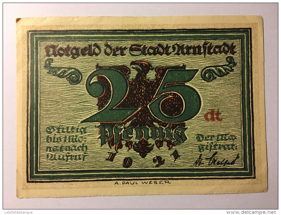 Allemagne Notgeld Urnstadt 25 Pfennig 1921 NEUF - Collections