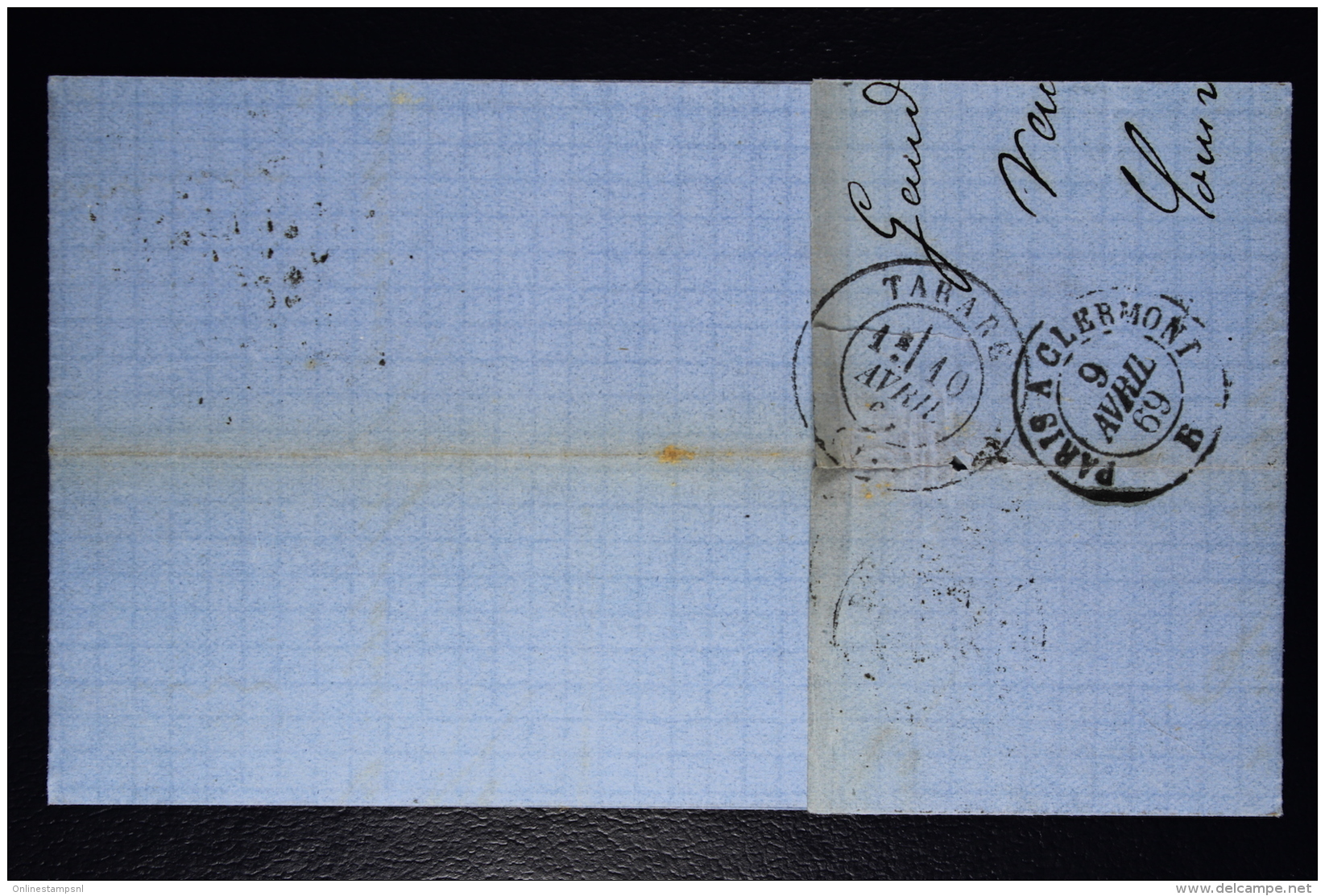 Belgium Letter OPB Nr 19a  3 Mi Nr 16, Cancel Nr 141 Gent To Tarare France   Boxed PD In Black - Matasellado Con Puntos