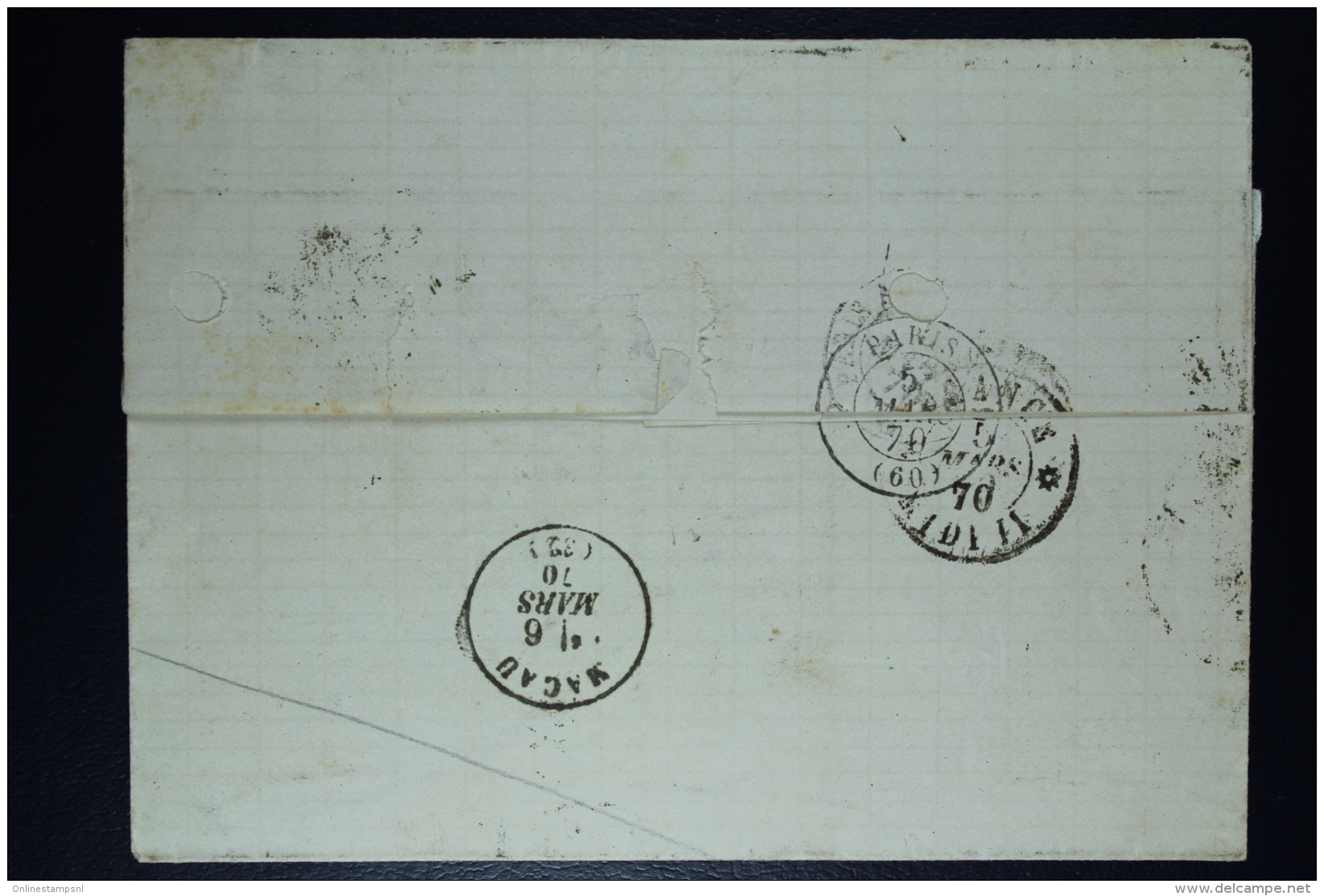 Belgium Letter OPB Nr 30 + 31 Mix Franking Luik/Liege To France, Backside Cancel MACAU Wrongly Send? - Matasellado Con Puntos