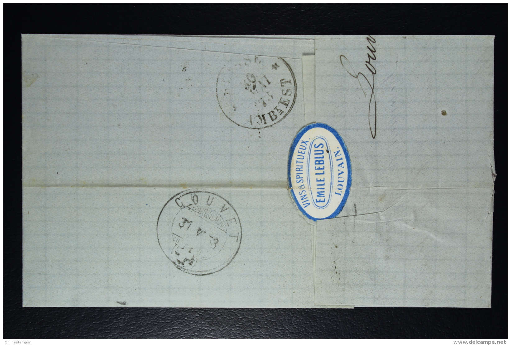 Belgium Letter OPB Nr 30 + 31B Preussian Blue (cat Value 750 Euro) Leuven Louvain To Couvet Ambolant AMBiEst Single Ring - Bahnpoststempel