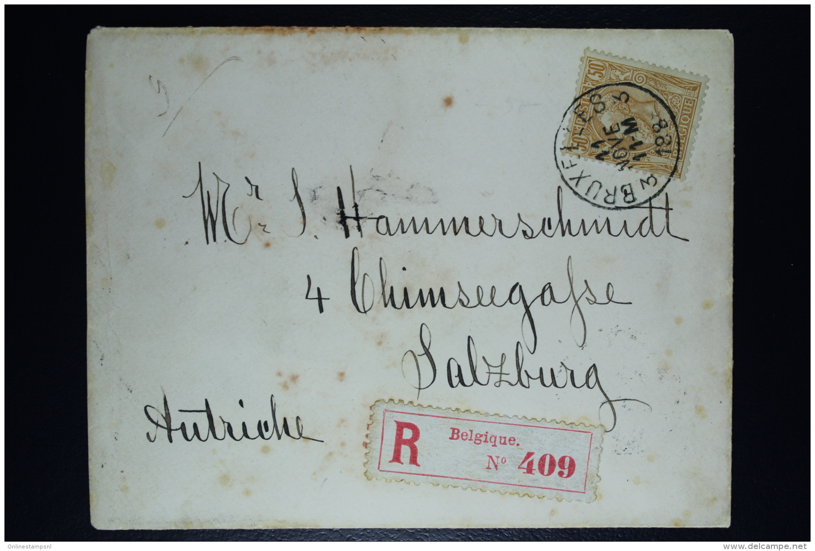 Belgium Registered Letter OPB Nr 50 Bruxelles To Salzburg Austria  1883 - 1884-1891 Leopold II.
