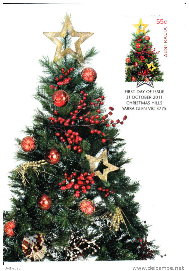 Australia 2011 Maxicard Scott #3591 55c Star On Tree Christmas First Day Issue - Maximumkarten (MC)