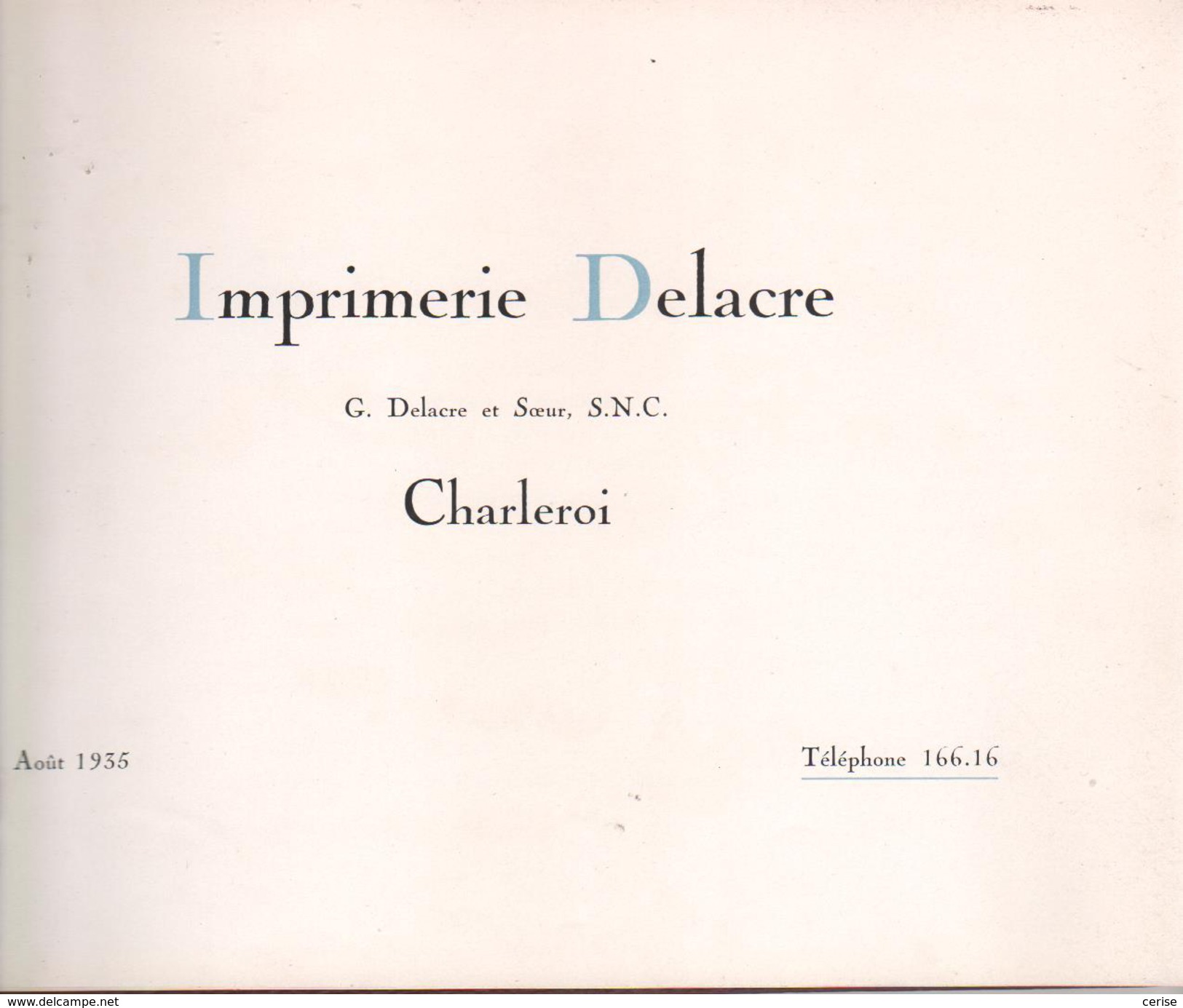 Petit Livre Sur L'Imprimerie Delacre à Charleroi - Autres & Non Classés