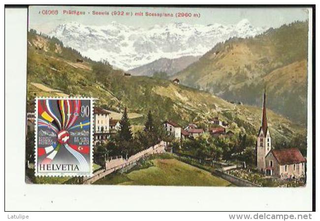 Carte Glacée Timbrée _Prattigau_Seewis (932m)  Mit Scesapiana (2960m) - Seewis Im Prättigau