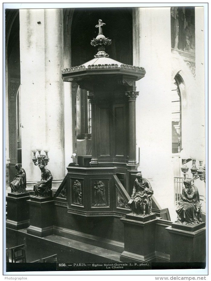 France Paris Eglise Saint-Gervais Chaire Ancienne Photo LP 1900 - Places