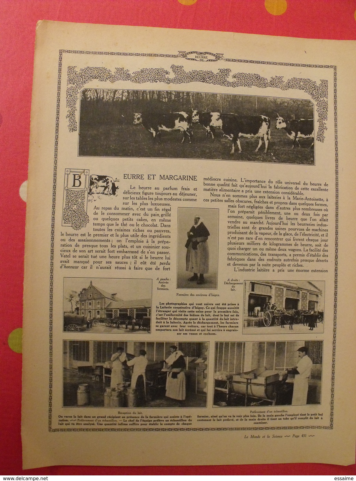 Le monde et la science 1935. bactériologie beurre margarine café champagne chauffage. nombreuses photos encyclopédie