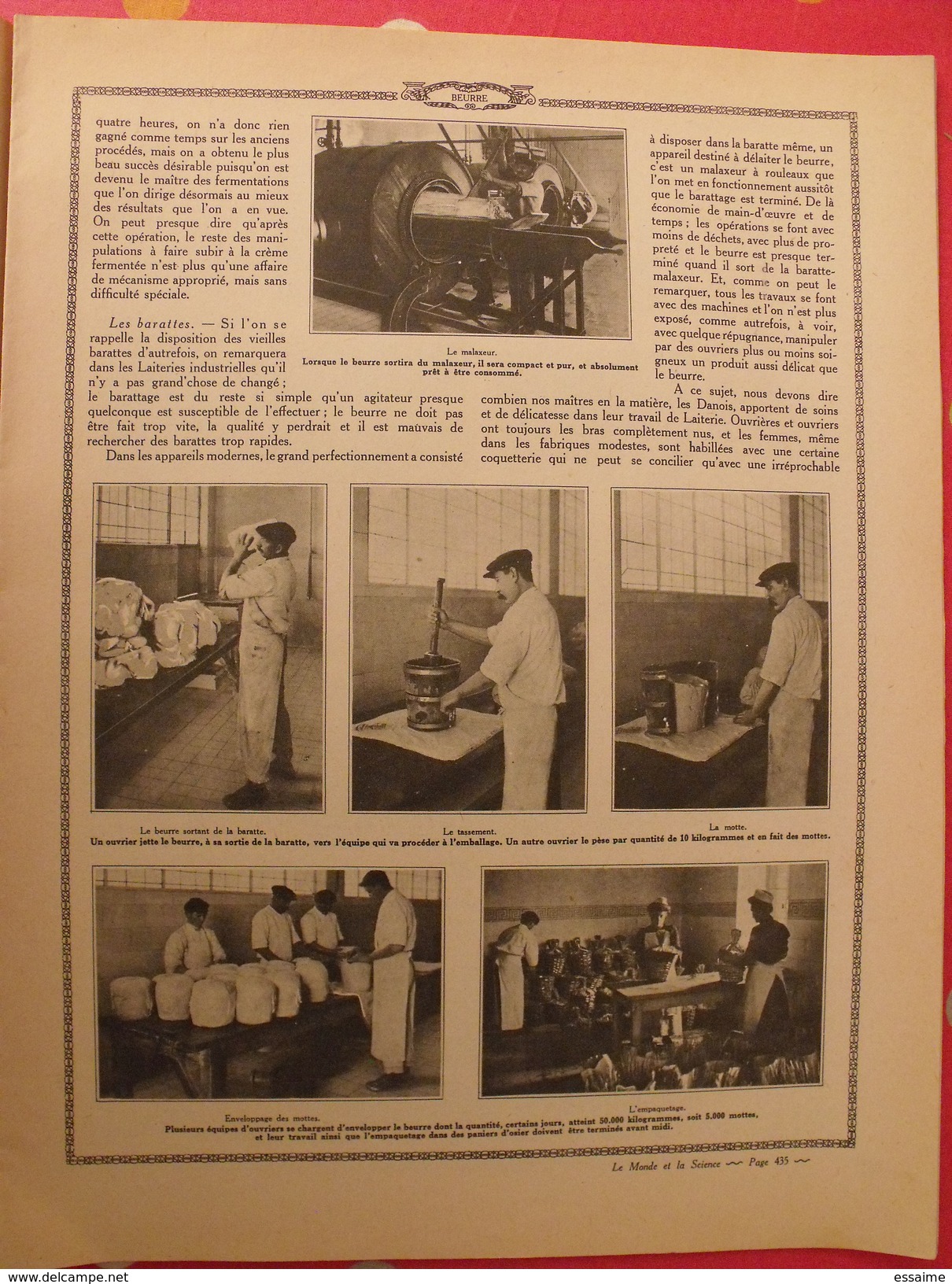 Le monde et la science 1935. bactériologie beurre margarine café champagne chauffage. nombreuses photos encyclopédie