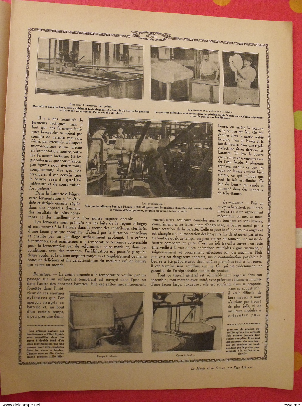 Le monde et la science 1935. bactériologie beurre margarine café champagne chauffage. nombreuses photos encyclopédie