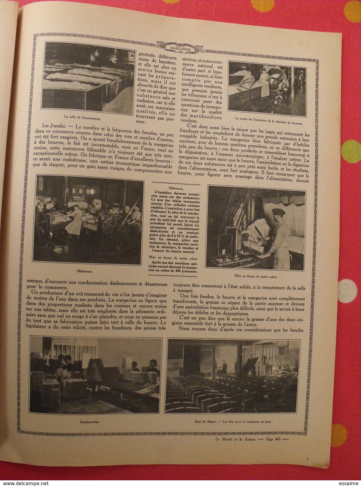 Le monde et la science 1935. bactériologie beurre margarine café champagne chauffage. nombreuses photos encyclopédie