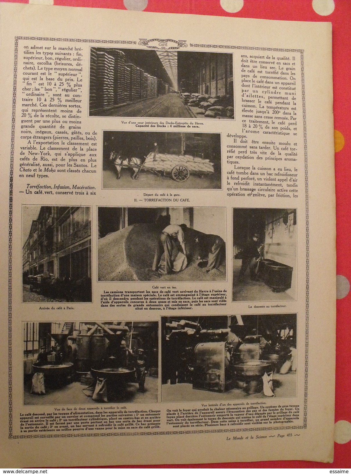 Le monde et la science 1935. bactériologie beurre margarine café champagne chauffage. nombreuses photos encyclopédie