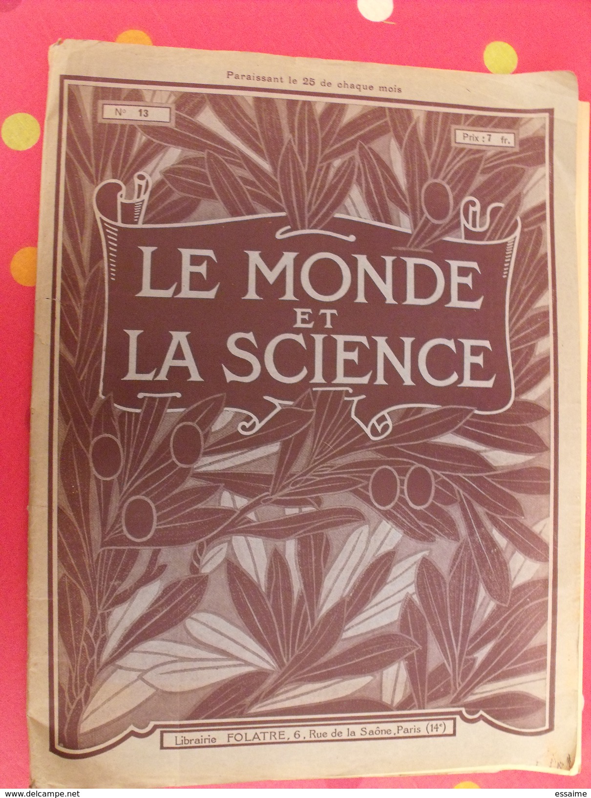 Le monde et la science 1935. bactériologie beurre margarine café champagne chauffage. nombreuses photos encyclopédie