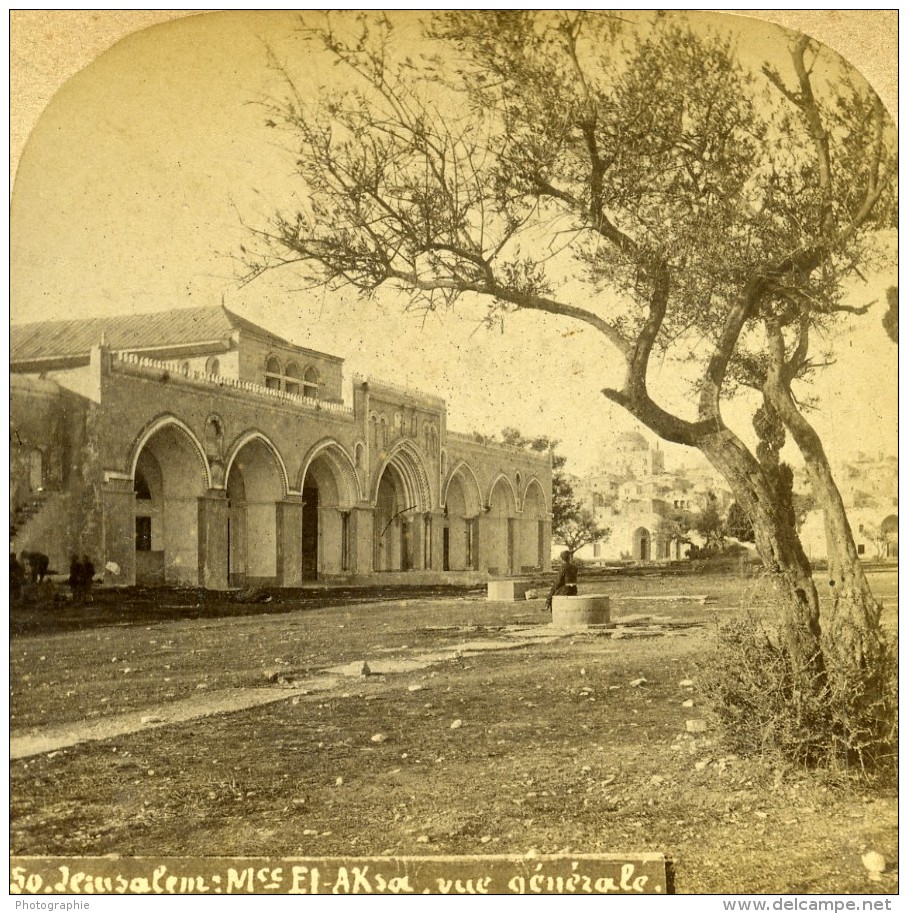 Israel Palestine Jerusalem Mosquée Al-Aqsa Ancienne Photo Stereo 1875 - Stereoscoop