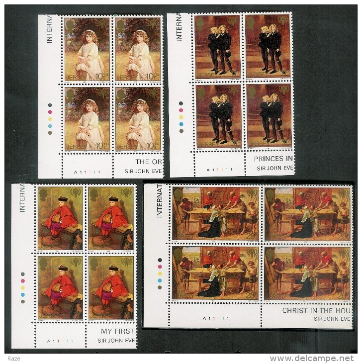 JERSEY 1979 FAMOUS PAINTINGS Cylinder Blocks Of 4 SET Of 4  Unmounted Mint SG 213/16 - Jersey
