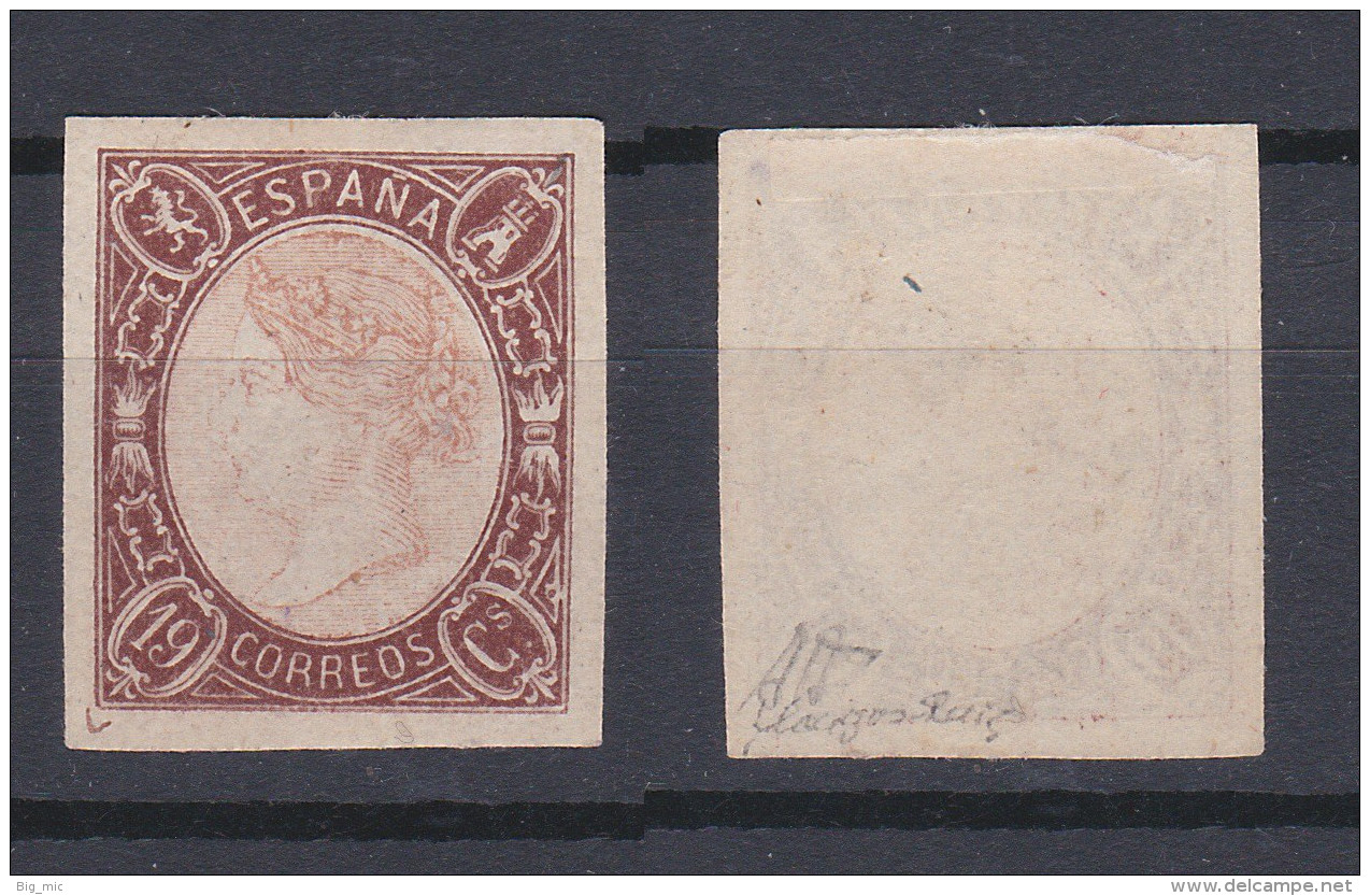 SPAIN 1865 Queen Isabella II 19 Cs Brown Rose Mint * 70 (Mi.64) - Unused Stamps