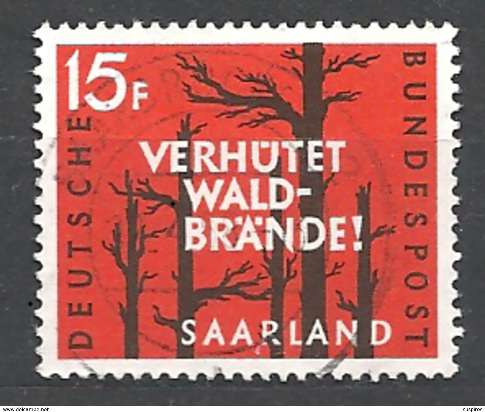 SARRLAND  1958 Forest Fire Prevention    USED - Gebraucht