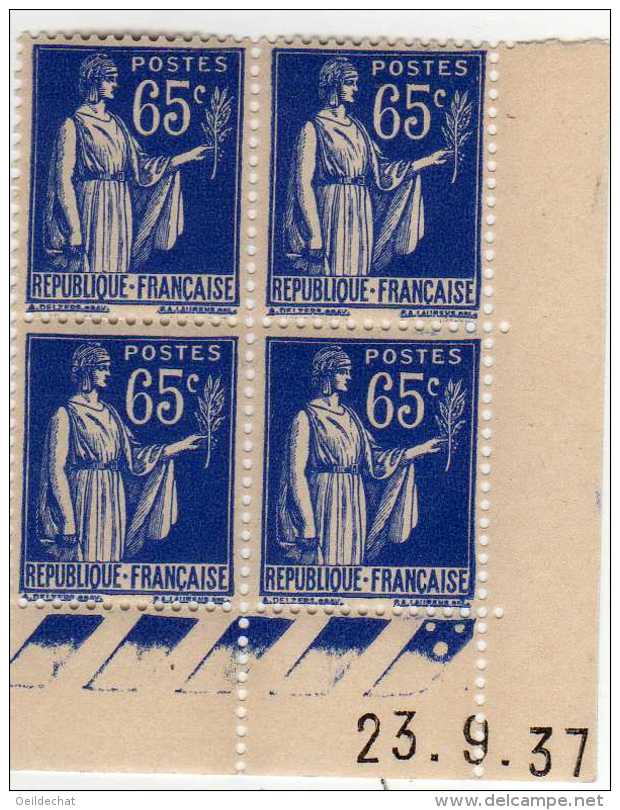 507 -   N°  365  **  65c  Outremer  Type Paix   Du 23.9.37  Date Décalée  Cote 7.20 &euro;  SUP  . - 1940-1949