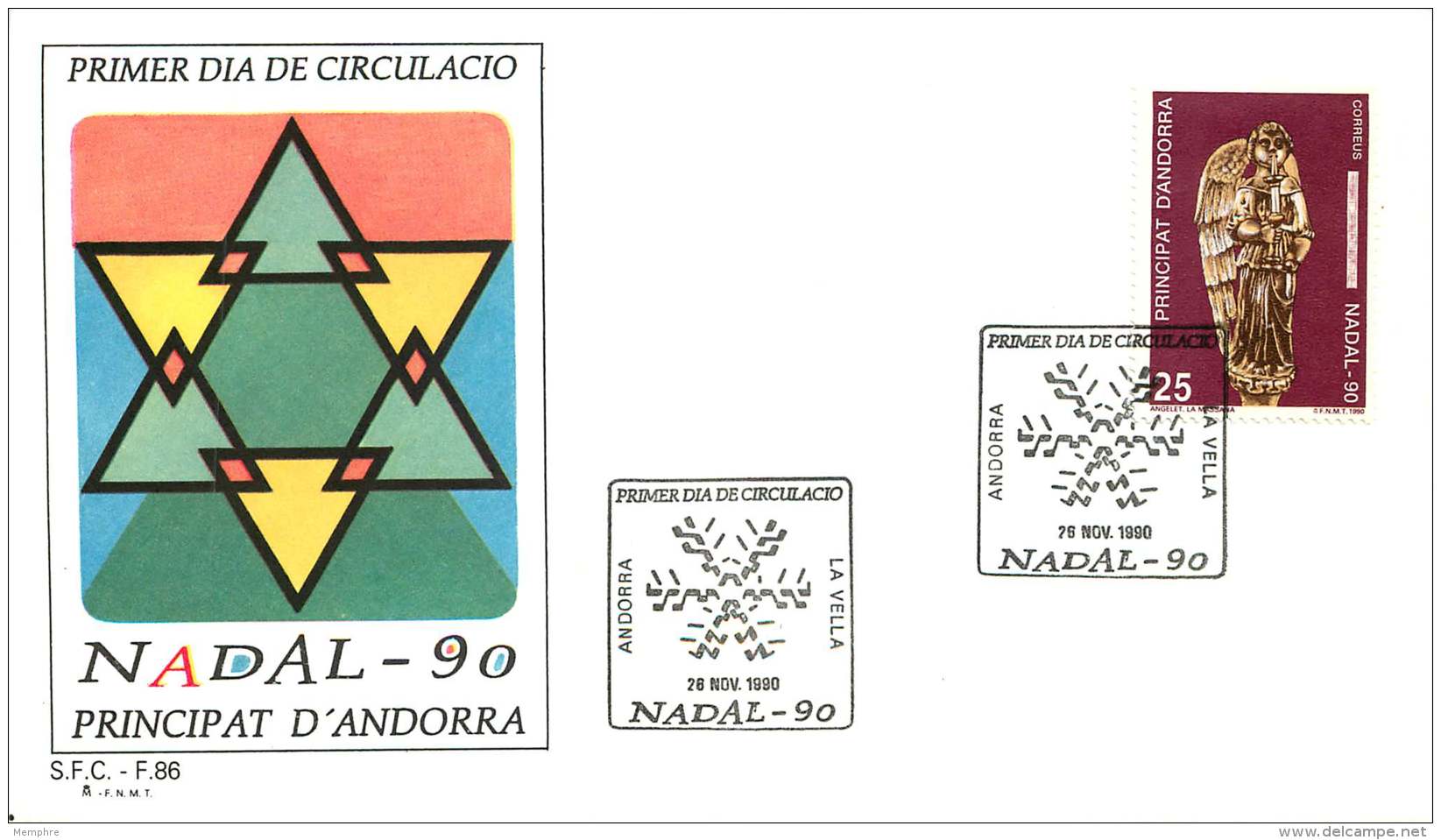 1990  Timbre De Noël  - Statuette D'ange  Sur FDC Non-adressé - Brieven En Documenten