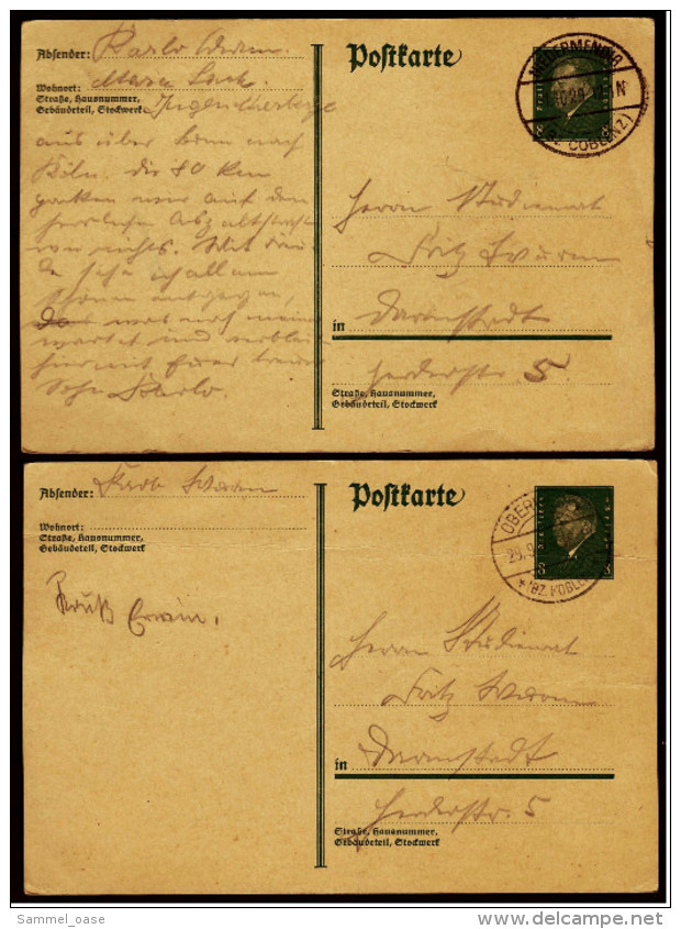 2 X Deutsches Reich Ganzsache / Postkarte  -  8 Pf Friedrich Ebert  -  1929 Gestempelt - Sonstige & Ohne Zuordnung