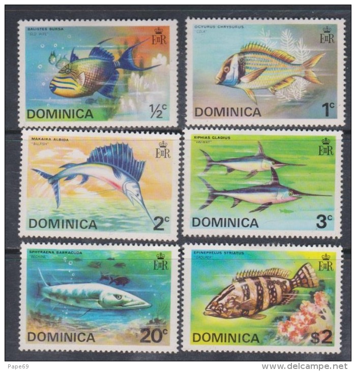 Dominique  N° 414 / 19 X  Faune : Poisssons, Les 6 Valeurs Trace De Charnière  Sinon TB - Dominica (...-1978)