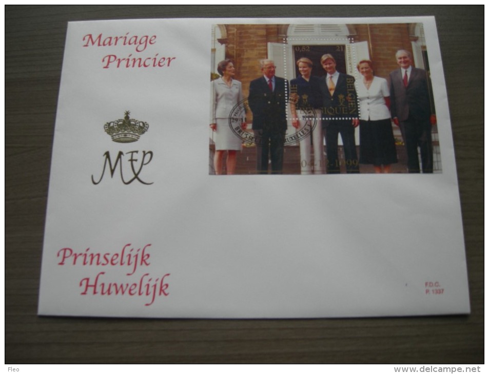 BELG.1999 BL82 FDC Mariage Princier - Philippe Et Mathilde D'Udekem D'A - 1991-2000