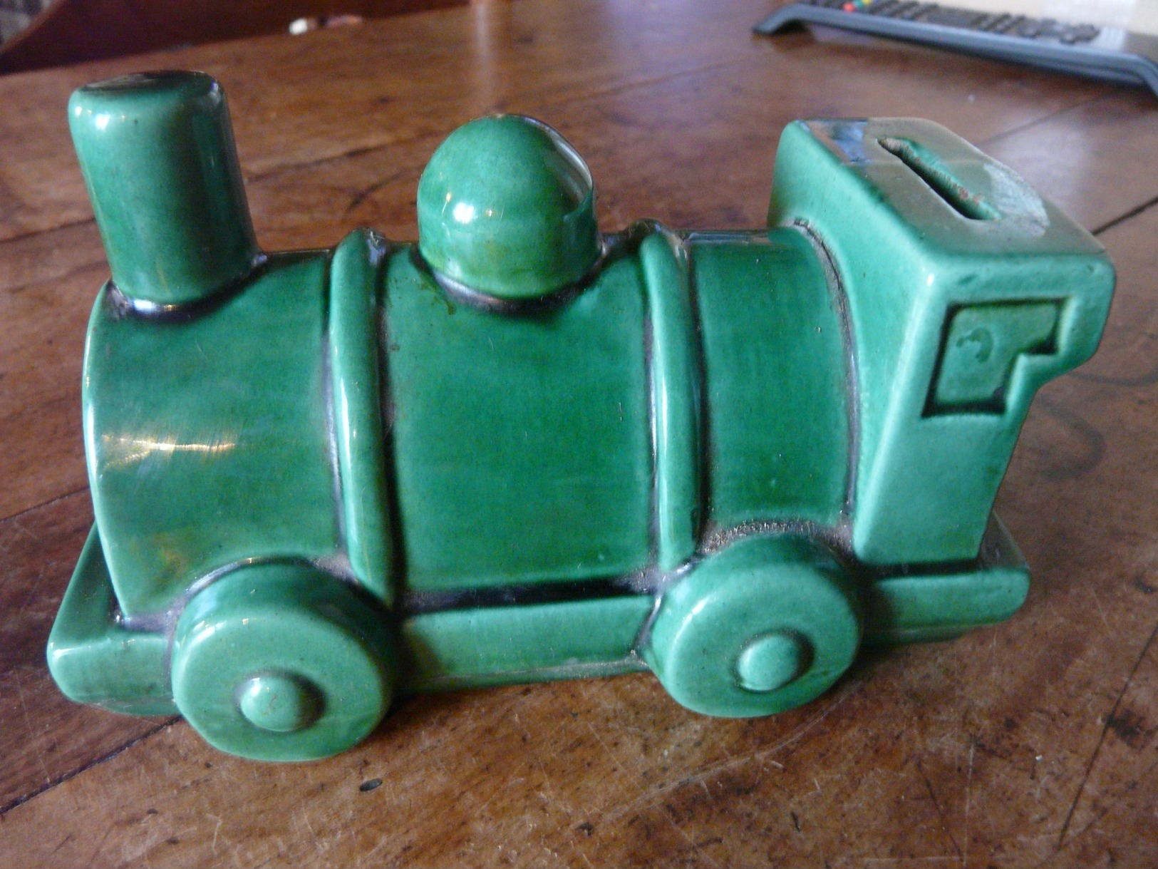 TIRELIRE ANCIENNE EN FAIENCE TRAIN LOCOMOTIVE SNCF PLM - Chemin De Fer