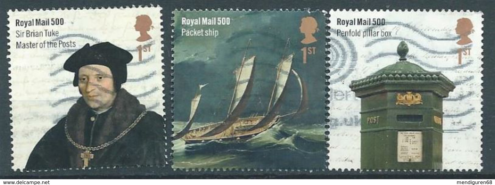 GROSSBRITANNIEN GRANDE BRETAGNE GB 2016 500 ANIV ROYAL MAIL SET 3V USED SG 3795-7 MI 3843-5 YT 4257-9 SC 3470-2 - Gebruikt