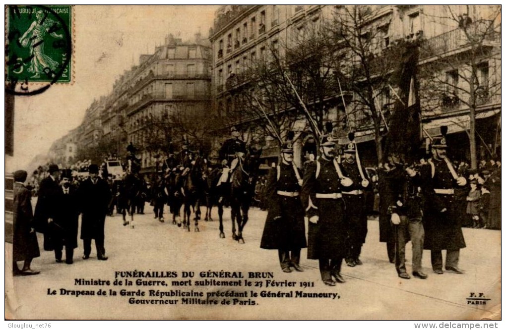 FUNERAILLES DU GENERAL BRUN..CPA ANIMEE - Funérailles