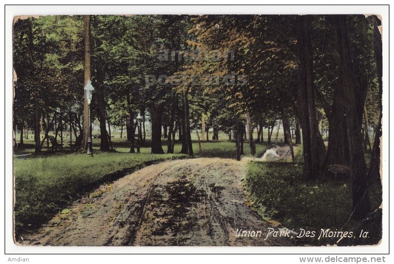 USA - DES MOINES Iowa IA - UNION PARK - EARLY VIEW - Antique C910 Vintage Postcard [6133] - Des Moines