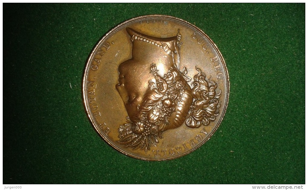 1837, Braemt, Gent, Soc. Reg. Agricult. Et Botan. Gand, 24 Gram (med311) - Pièces écrasées (Elongated Coins)